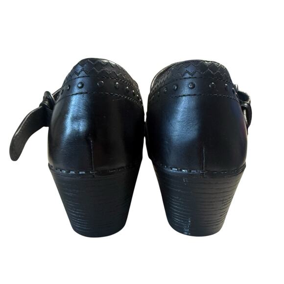 Dansko Black Leather Clogs with Strap - Picture 14 of 16